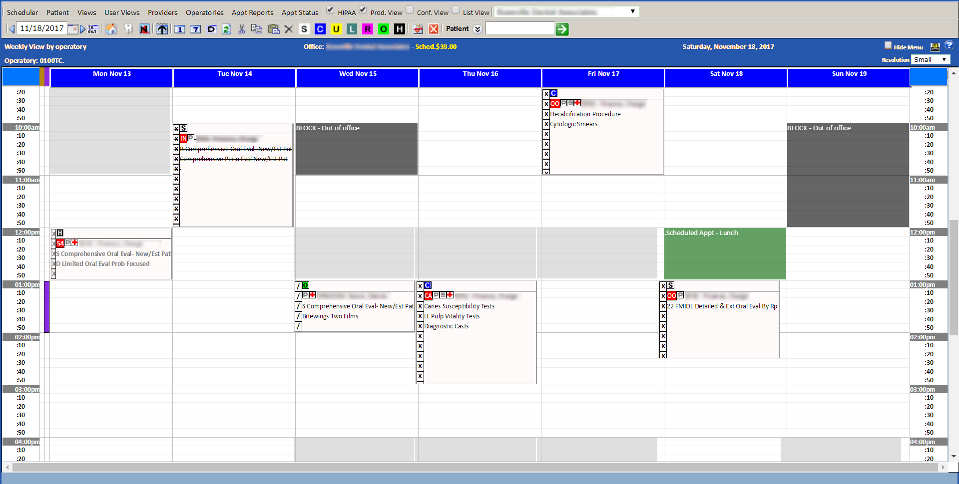 Weekly View of the Scheduler