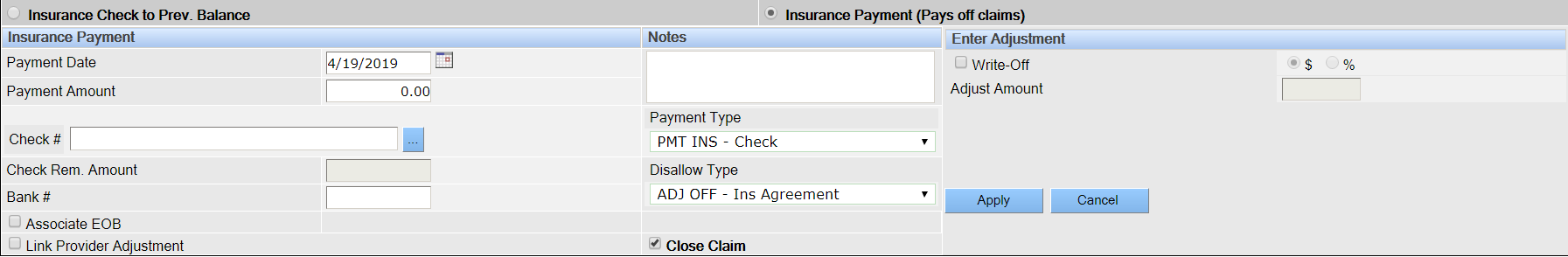 Insurance Payment to